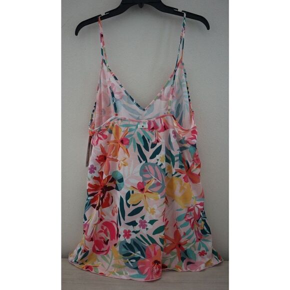 Hurley HC0108 Women's Sz L Multi Floral Pop V Neck Slip Dress Beach Cover-Up - Picture 2 of 9